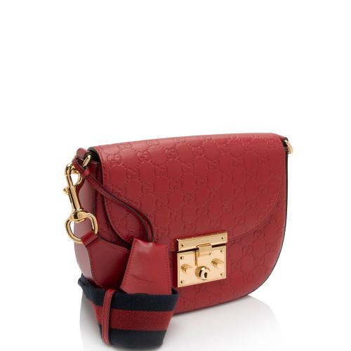 Gucci Guccissima Leather Padlock Saddle Medium Shoulder Bag