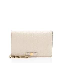 Gucci Guccissima Leather Signature Bow Mini Wallet on Chain