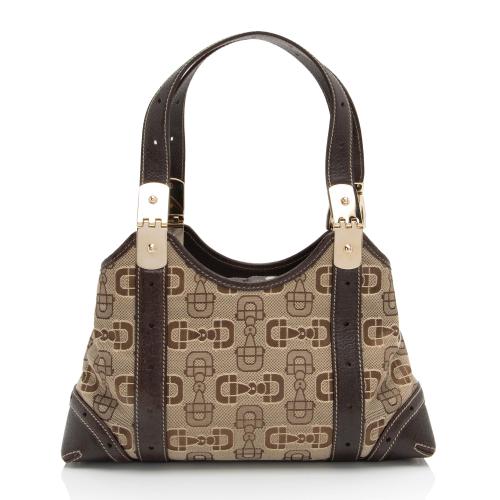 Gucci Horsebit Canvas Shoulder Bag