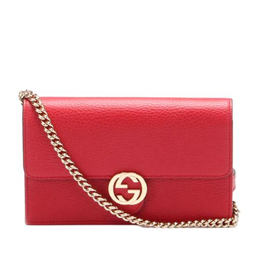 Gucci Interlocking G Chain Leather Wallet on Chain