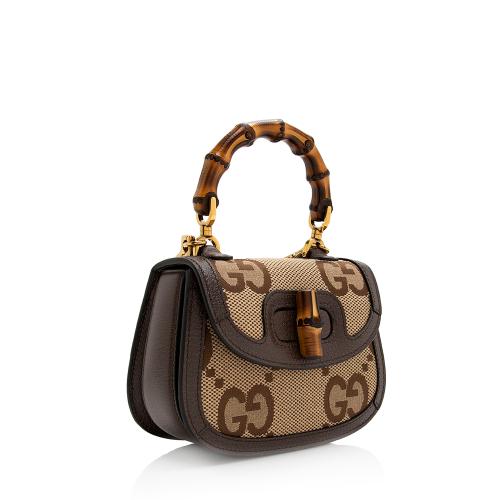 Gucci Jumbo GG Canvas Bamboo 1947 Mini Top Handle Bag