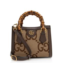 Gucci Jumbo GG Canvas Bamboo Diana Mini Tote