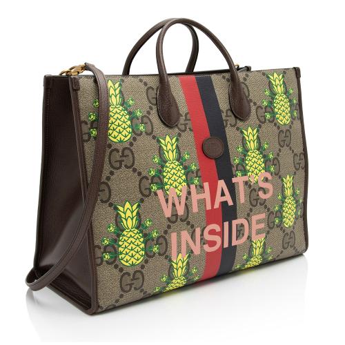 Gucci Jumbo GG Supreme Dollar Calfskin Pineapple Medium Tote