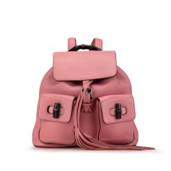 Gucci Leather Bamboo Tassel Backpack