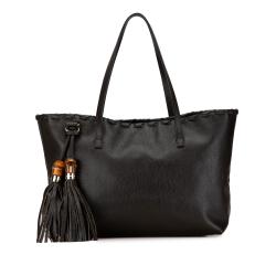 Gucci Leather Bamboo Tassel Tote