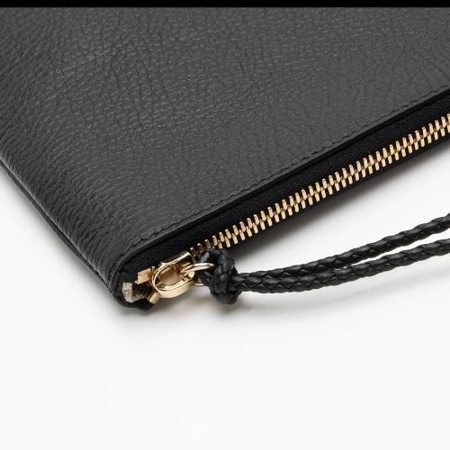 Gucci Leather Bamboo Tassel Zip Clutch