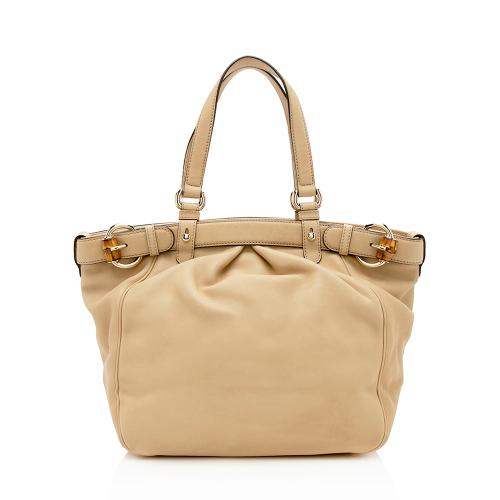 Gucci Leather Belted Bamboo Tote