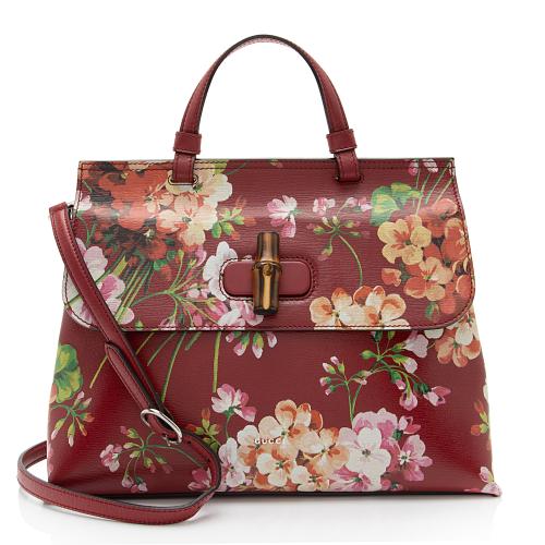 Gucci Leather Blooms Bamboo Daily Medium Satchel