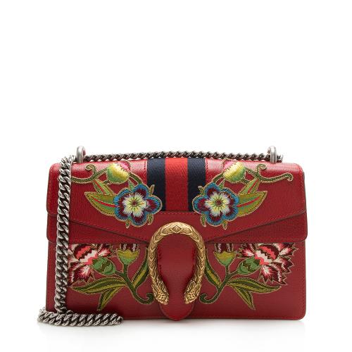 Gucci Leather Floral Web Dionysus Small Shoulder Bag