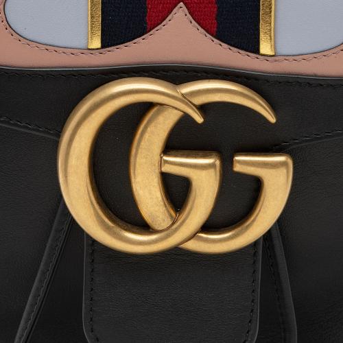 Gucci Leather GG Marmont Web Flap Chain Backpack