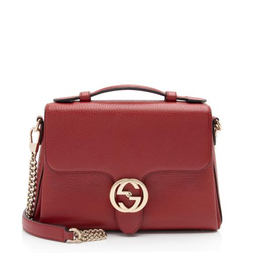 Gucci Leather Interlocking G Small Top Handle