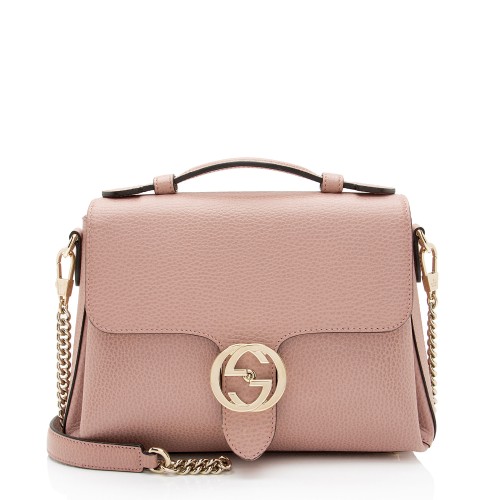 Gucci Leather Interlocking G Small Top Handle