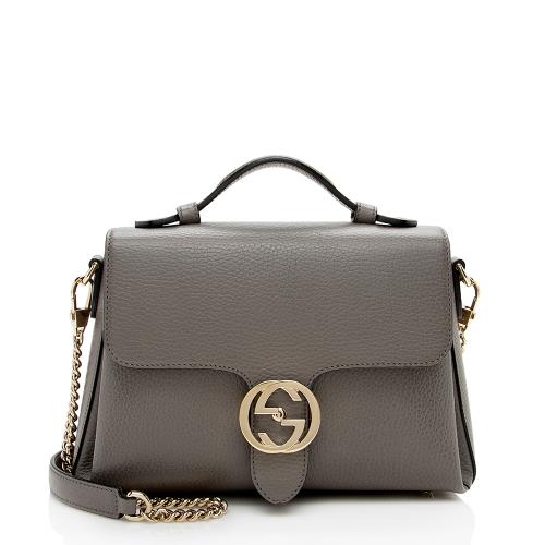 Gucci Calfskin Interlocking G Top Handle Shoulder Bag