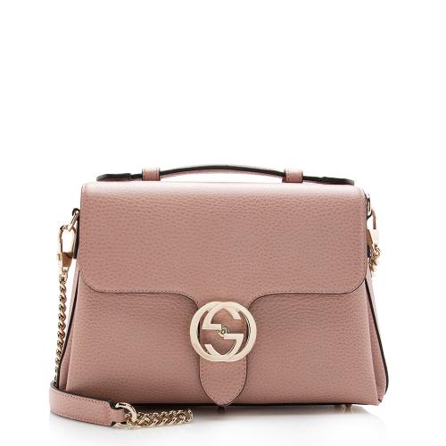 Gucci Calfskin Interlocking G Top Handle Small Shoulder Bag