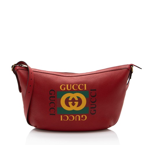 Gucci Leather Logo Half Moon Hobo