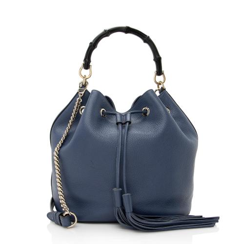 Gucci Leather Miss Bamboo Bucket Bag