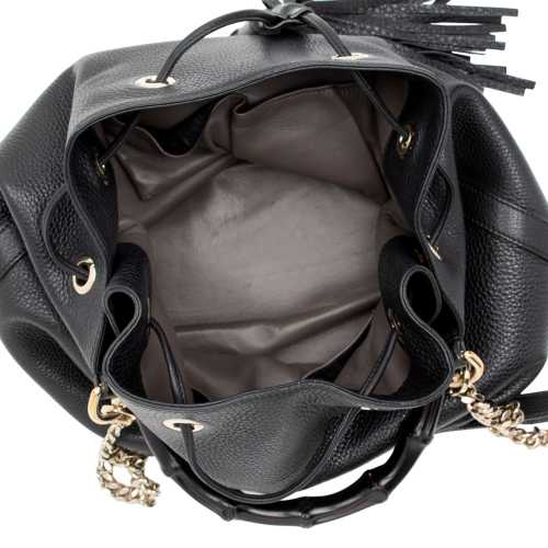 Gucci Leather Miss Bamboo Bucket Bag