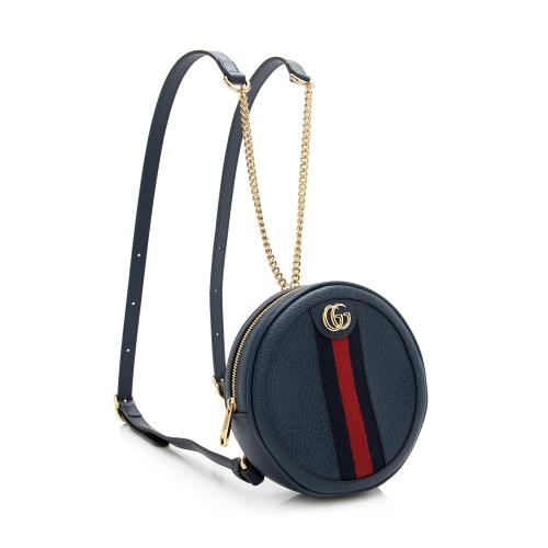 Gucci Leather Ophidia Round Mini Backpack