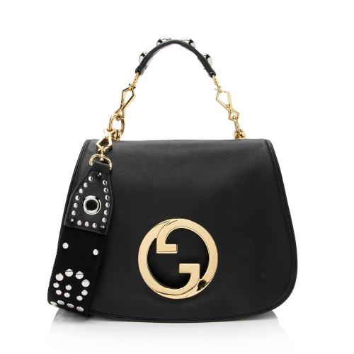 Gucci Leather Studded Blondie Medium Top Handle