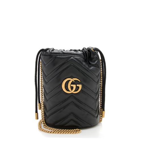 Gucci Matelasse Leather GG Marmont Mini Bucket Bag