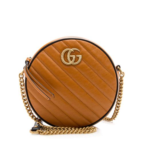 Gucci Matelasse Leather Torchon GG Marmont Round Mini Shoulder Bag