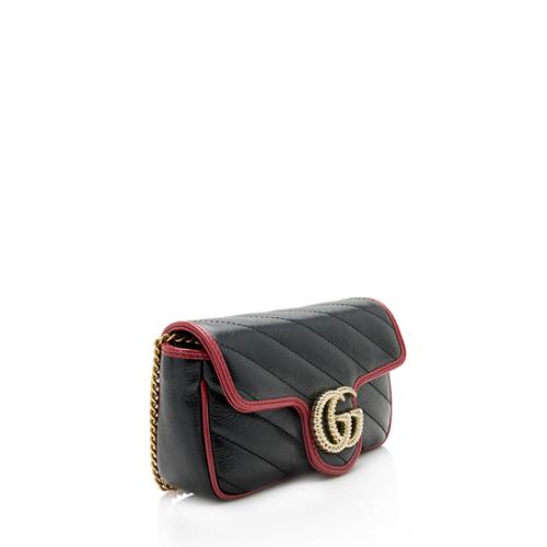 Gucci Matelasse Leather Torchon GG Marmont Super Mini Flap Bag