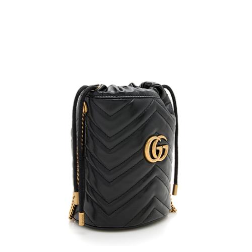 Gucci Matelasse Leather GG Marmont Mini Bucket Bag