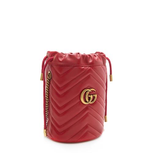 Gucci Matelasse Leather GG Marmont Mini Bucket Bag