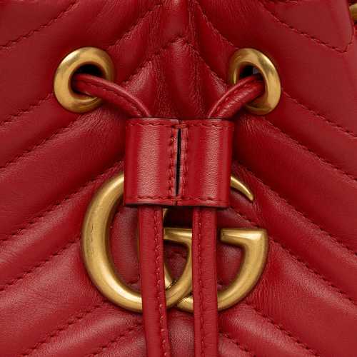 Gucci Matelasse Leather GG Marmont Bucket Bag