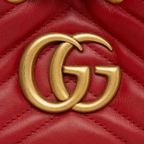 Gucci Matelasse Leather GG Marmont Bucket Bag