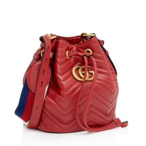 Gucci Matelasse Leather GG Marmont Bucket Bag