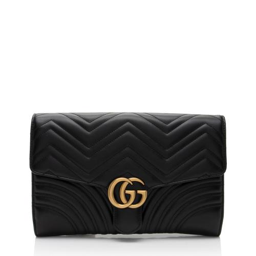 Gucci Matelasse Leather GG Marmont Clutch