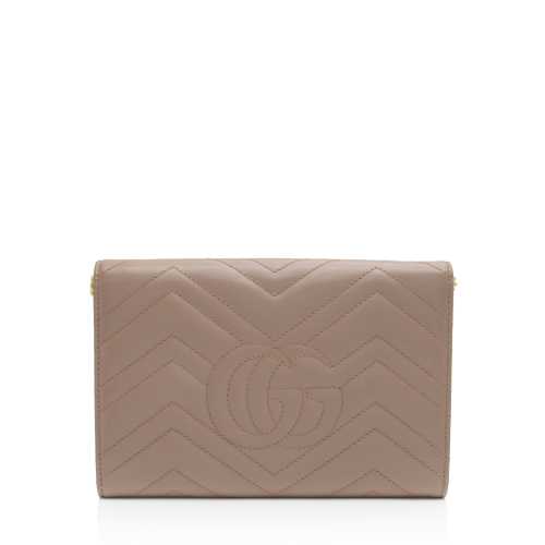 Gucci Matelasse Leather GG Marmont Flap Mini Wallet Bag