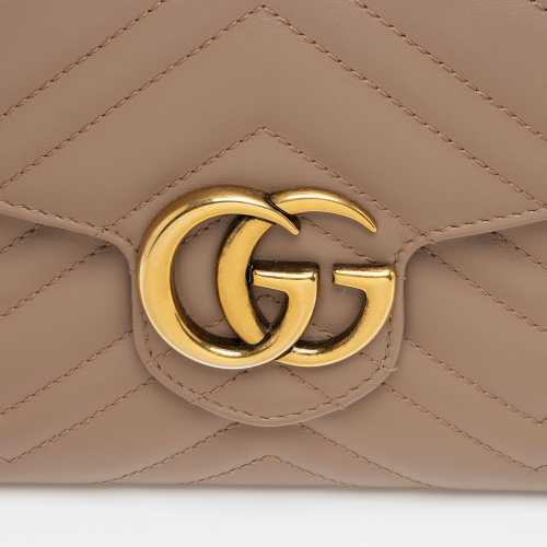 Gucci Matelasse Leather GG Marmont Flap Mini Wallet Bag