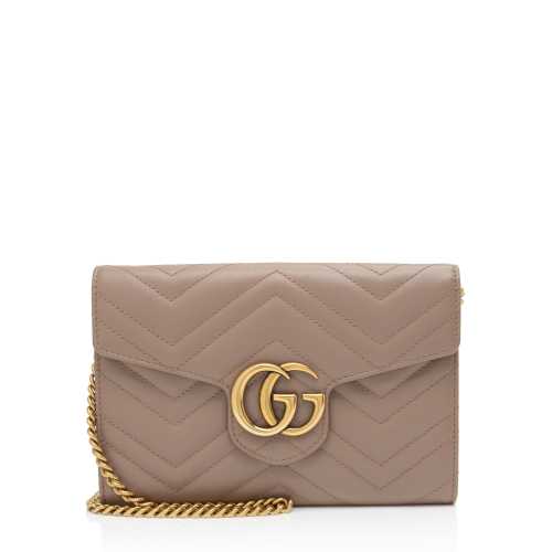 Gucci Matelasse Leather GG Marmont Flap Mini Wallet Bag