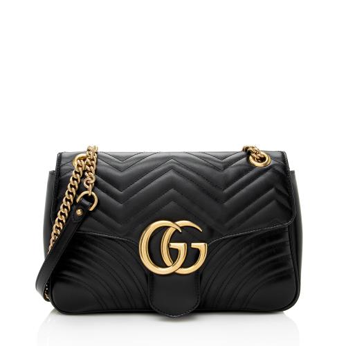 Gucci Matelasse Leather GG Marmont Medium Flap Shoulder Bag