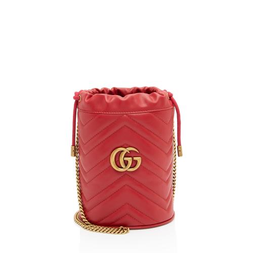 Gucci Matelasse Leather GG Marmont Mini Bucket Bag