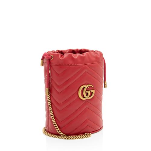 Gucci Matelasse Leather GG Marmont Mini Bucket Bag