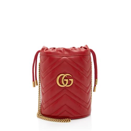 Gucci Matelasse Leather GG Marmont Mini Bucket Bag