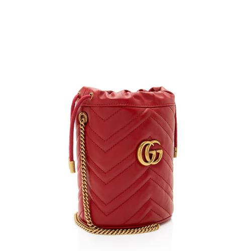 Gucci Matelasse Leather GG Marmont Mini Bucket Bag