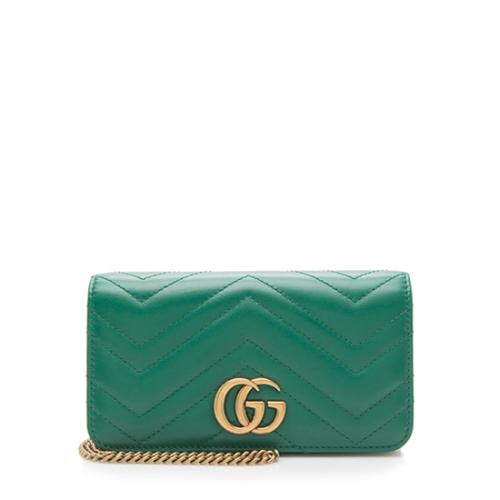 Gucci Matelasse Leather GG Marmont Mini Chain Wallet