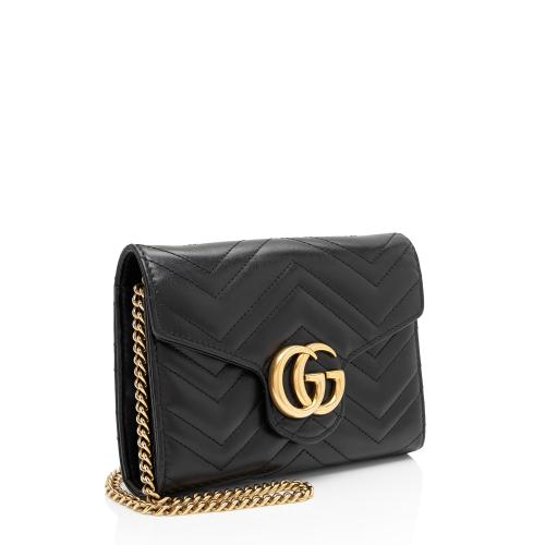 Gucci Matelasse Leather GG Marmont Mini Wallet on Chain