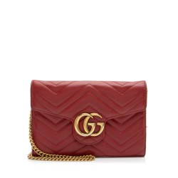 Gucci Matelasse Leather GG Marmont Mini Wallet on Chain