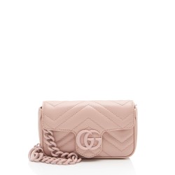 Gucci Matelasse Leather GG Marmont Monochrome Chain Belt Bag