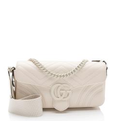 Gucci Matelasse Leather GG Marmont Monochrome Small Flap Shoulder Bag