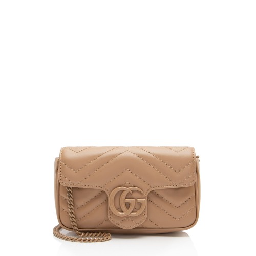 Gucci Matelasse Leather GG Marmont Monochrome Super Mini Flap Bag