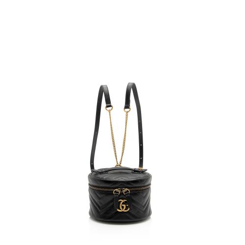 Gucci Matelasse Leather GG Marmont Round Mini Backpack