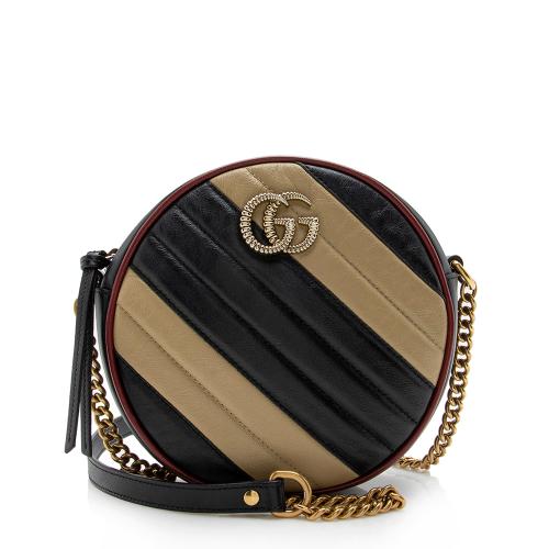 Gucci Matelasse Leather GG Marmont Round Mini Shoulder Bag