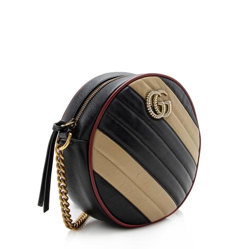 Gucci Matelasse Leather GG Marmont Round Mini Shoulder Bag