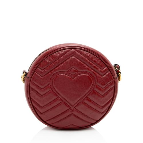 Gucci Matelasse Leather GG Marmont Round Mini Shoulder Bag